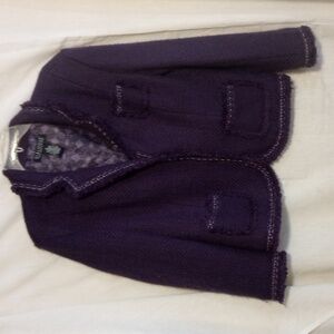 Purple Dialogue Jacket Sz 12 Pockets Lined Bohemian Soft Business Classic Fall